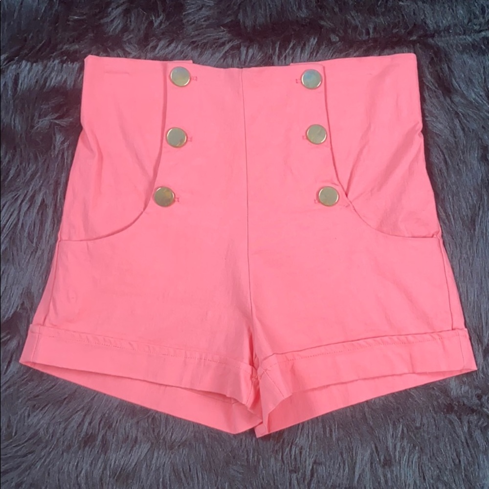 ICON coral high-waisted shorts NWOT